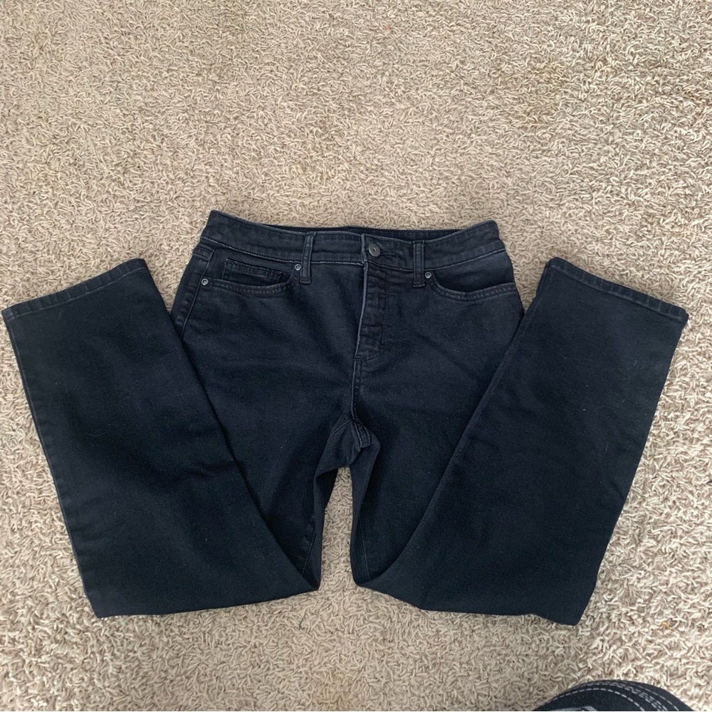St John's Bay Straight Leg Black Jeans Women's 6P Stretch Excellent Condition